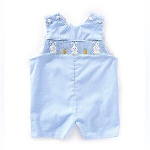 NWT Edgehill Collection Baby Boys Smocked Bunny Jon Jon Romper Sz 18M